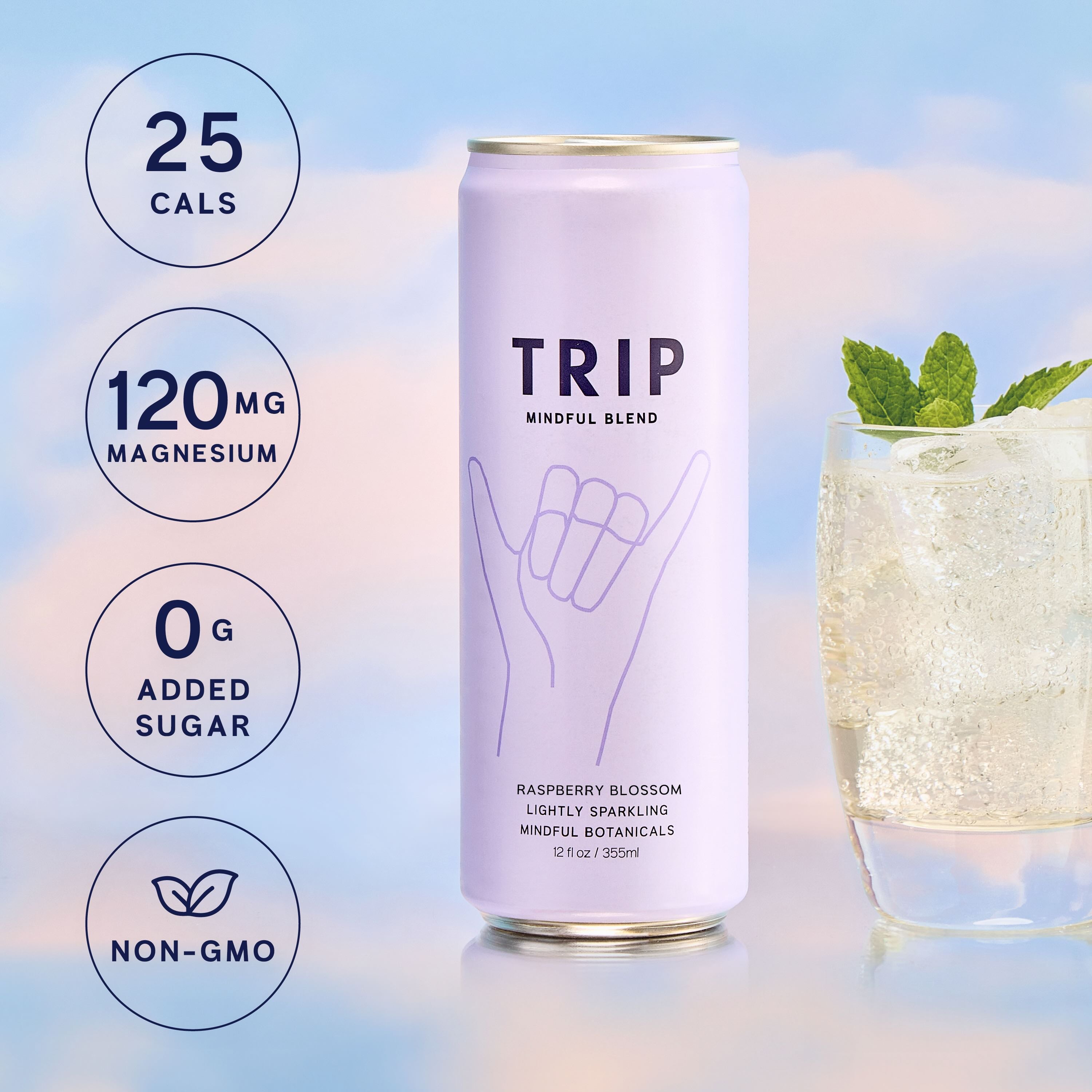 Raspberry Orange Blossom Mindful Blend Sparkling Drink | TRIP
